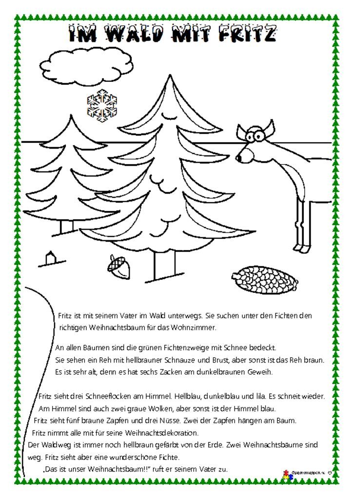 thumbnail of Tysk – læs og mal 1 – jul – Fritz im wald – lesen und malen – opgavemappen.nu