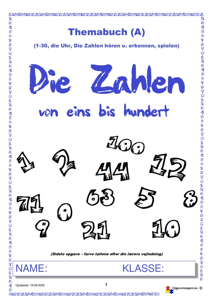 thumbnail of Tysk – Die Zahlen von 1-100 – Heft A – 3.0 – Opgavemappen.NU