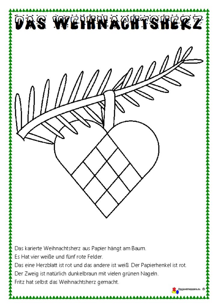 thumbnail of Tysk – Læs, tegn og mal 6 – lesen und malen – Weihnachtsherz – opgavemappen.nu