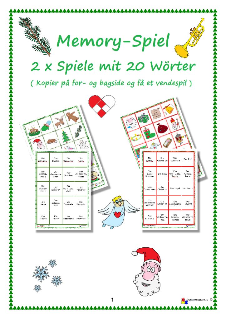 thumbnail of Tysk – jul – 2 x memoryspiel – weihnachten – opgavemappen.nu 1.0