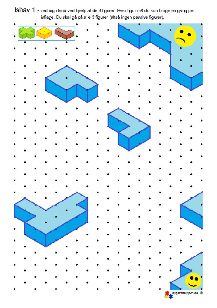 thumbnail of Matematik – Ishav 1 – red dig i land med isometriske figurer – gåde – opgavemappen.nu