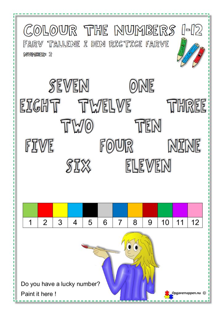 thumbnail of Colour the Numbers 1-12 – page 2 – ver 1.0 – Engelsk – opgavemappen.nu