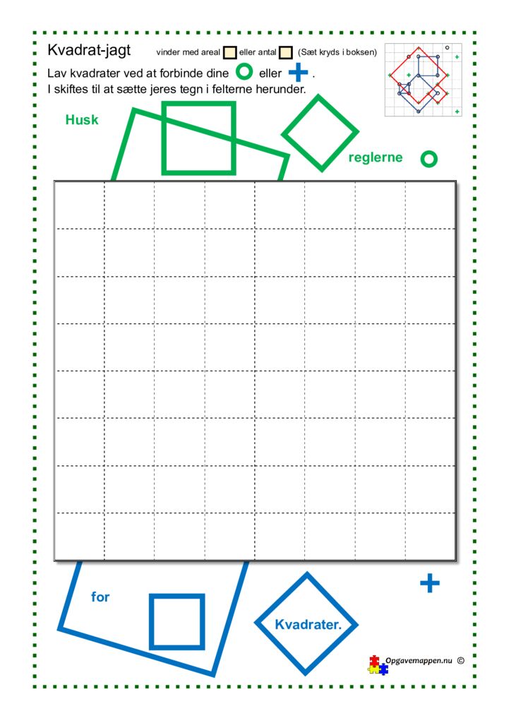 thumbnail of Matematik – Kvadret-jagt – opgavemappen.nu